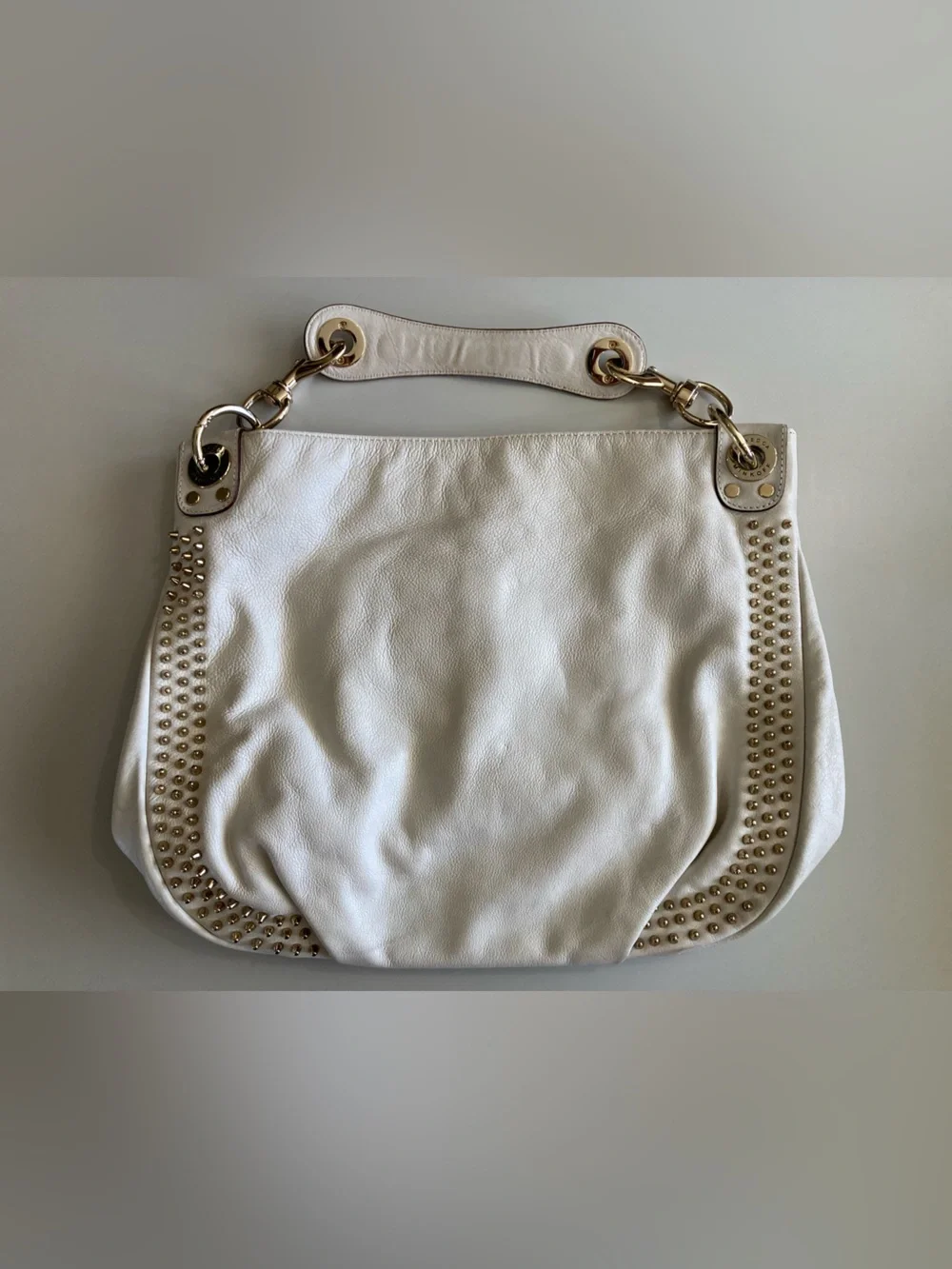 Rebecca Minkoff White Leather Hobo with Gold Studs
